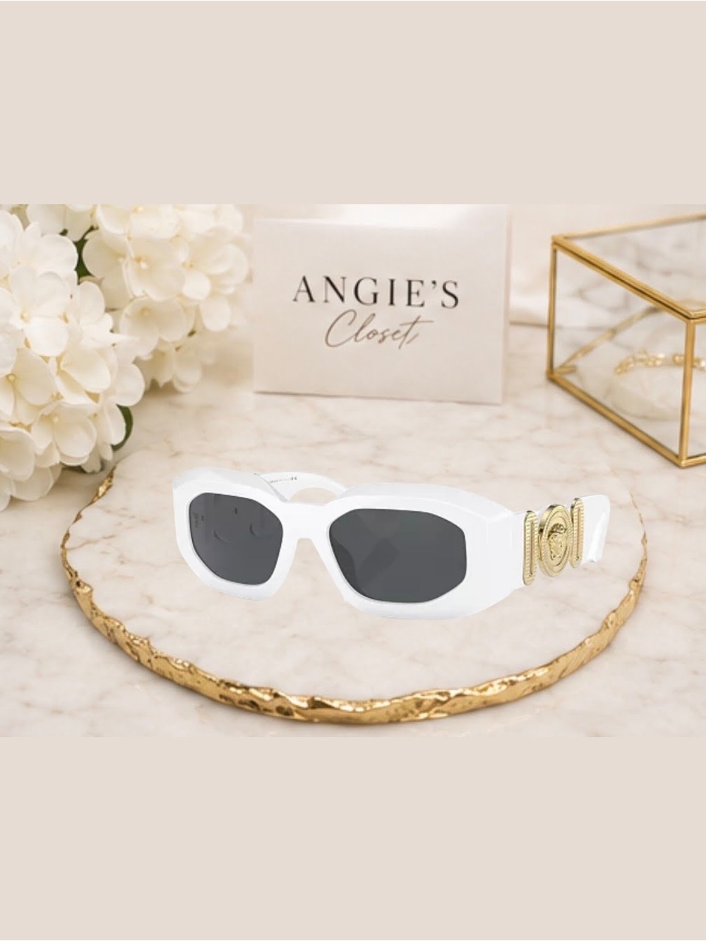 NWT Versace VE4425U White Geometric Medusa Sunglasses
